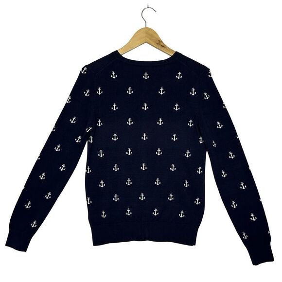 TOMMY HILFIGER 100% Pima Cotton Navy Anchor Button Front Cardigan Size Medium - Picture 4 of 9